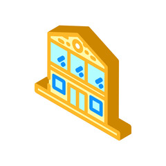 wood cabin large glass windows isometric icon vector illustration