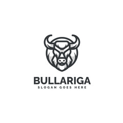Minimalist Line Art Bull Logo Design