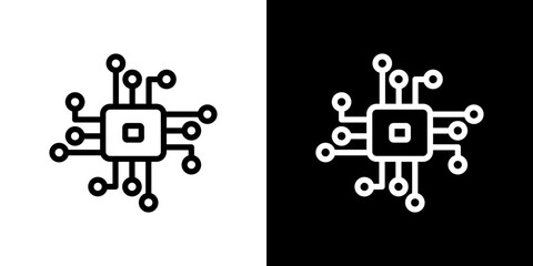 Computer science icon stroke vector icon simple black style, illustration.