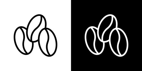 Coffee beans icon stroke vector icon simple black style, illustration.