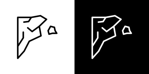 Cliff icon stroke vector icon simple black style, illustration.