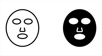 Facial mask icon set flat line style illustration representing skincare and beauty treatment, suitable for wellness, spa, and cosmetic-related projects