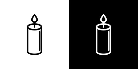 Candle icon stroke vector icon simple black style, illustration.