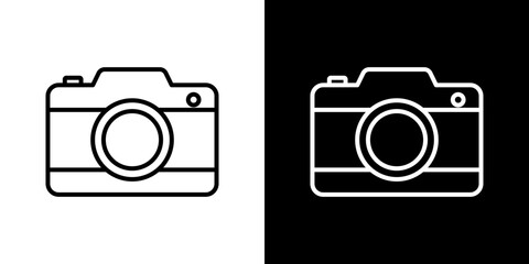 Camera icon stroke vector icon simple black style, illustration.