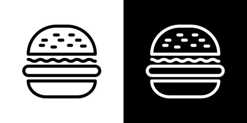 Burger icon stroke vector icon simple black style, illustration.