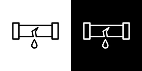 Broken pipe icon stroke vector icon simple black style, illustration.