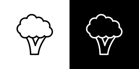 Broccoli icon stroke vector icon simple black style, illustration.