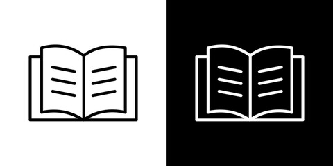Book icon stroke vector icon simple black style, illustration.