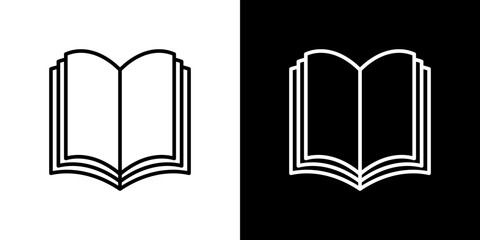 Book icon stroke vector icon simple black style, illustration.