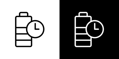 Battery life icon stroke vector icon simple black style, illustration.