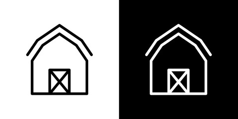 Barn icon stroke vector icon simple black style, illustration.