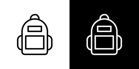 Backpack icon stroke vector icon simple black style, illustration.
