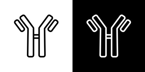 Antibody icon stroke vector icon simple black style, illustration.