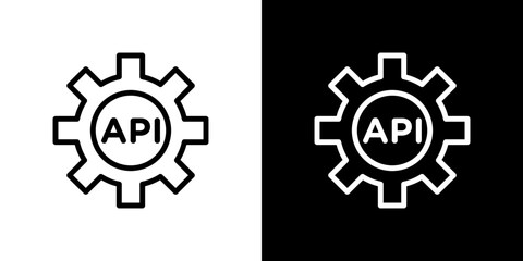 API icon stroke vector icon simple black style, illustration.