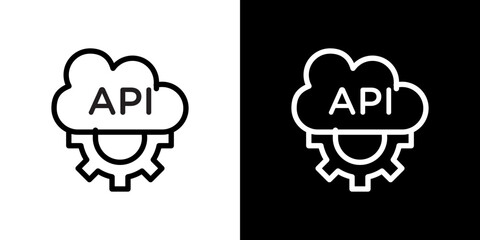 API icon stroke vector icon simple black style, illustration.