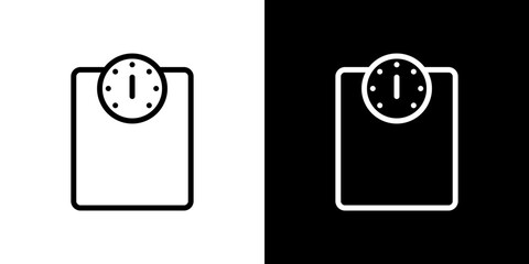 Weight scale icon stroke vector icon simple black style, illustration.