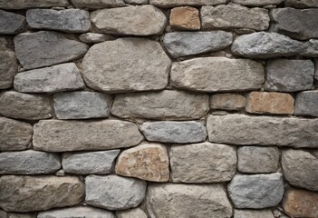 Fototapeta premium Stone Wall Texture: A meticulously crafted stone wall reveals a rugged tapestry of nature's artistry and enduring strength in the heart of the landscape. Ai generated image