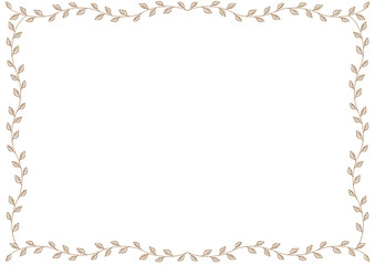 シンプルな葉っぱの線画のフレーム