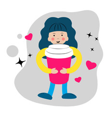 Cute woman with a glass of coffee