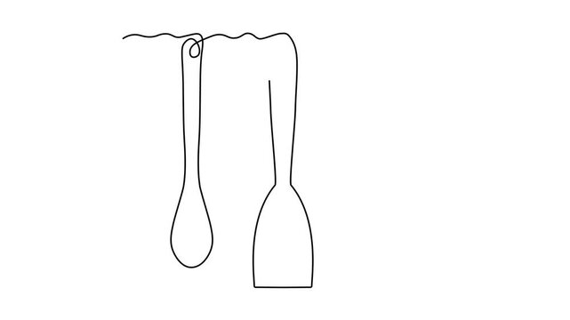 Abstract kitchen spatulas, Self drawing animation one continuous line draw, logo