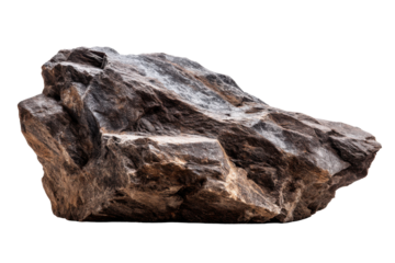 Natural rock formation with rugged texture and earthy tones, Isolated on transparent Background