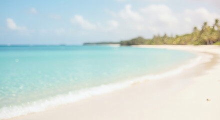 Dreamy Tropical Beach Soft Waves with White Sand, and Azure Water Bliss.