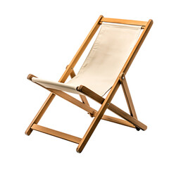 Contemporary Foldable Wooden Beach Chair with a Ver Isolated on Transparent Background