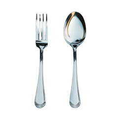 Fototapeta premium Elegant Cutlery Set: Fork and Spoon Isolated on a Clean White Backdrop