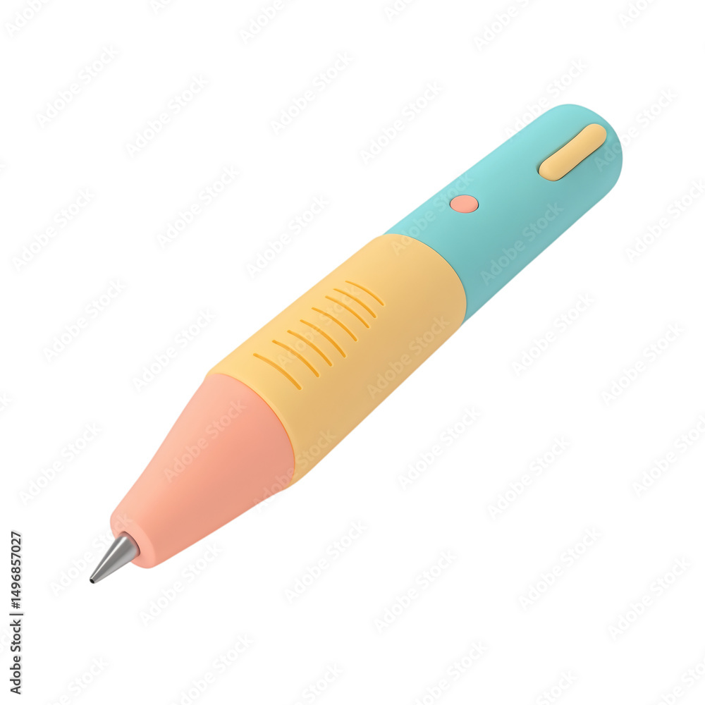 Poster clay-style 3d render of a rotary engraving tool, soft pastel color palette, single object only, simp