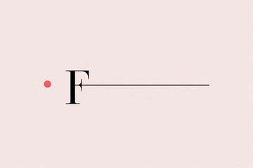 Minimalist typographic concept with letter F and red dot AI generated