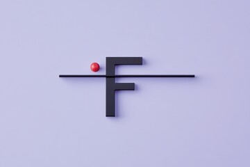 Minimalist typographic concept with letter F and red dot AI generated