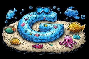 Fun underwater alphabet with playful letter G characters AI generated