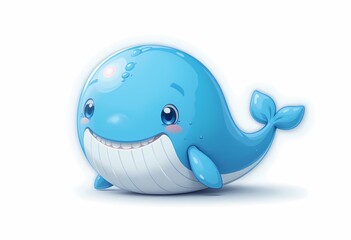 2D Cartoon Whale with Big Eyes and Happy Expression