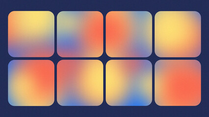 The minimalistic rectangle tiles backdrop with colorful gradient and grainy effect. Abstract trendy design card with copyspace area for captions.