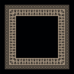 Vector square gold classic frame. Gold Greek meander. Patterns of Greece and ancient Rome. Circle european border plate. Square antique border Greek. Typical egyptian, assyrian and greek motives