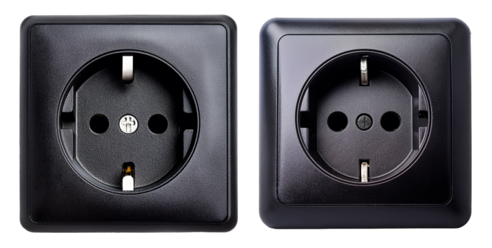 group of electrical outlet in black color isolated on white background - Powered by Adobe