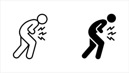 Indigestion icon set. Upset stomach. Stomachache. Digestive disorder. vector illustration on white background