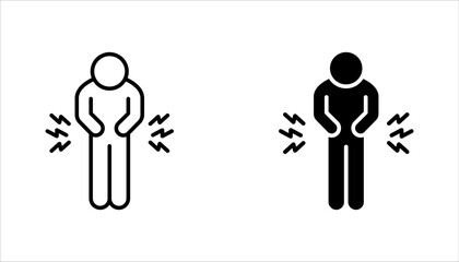 Indigestion icon set. Upset stomach. Stomachache. Digestive disorder. vector illustration on white background