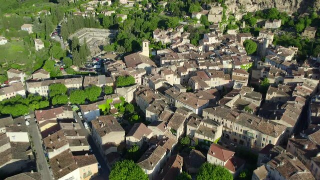 Cotignac, France and its beautiful troglodyte houses during Springtime