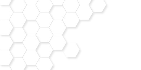 Abstract emboss white Hexagonal Background. Luxury White Pattern. Futuristic minimal honeycomb mosaic white background. geometric mesh cell texture. modern futuristic wallpaper.	
