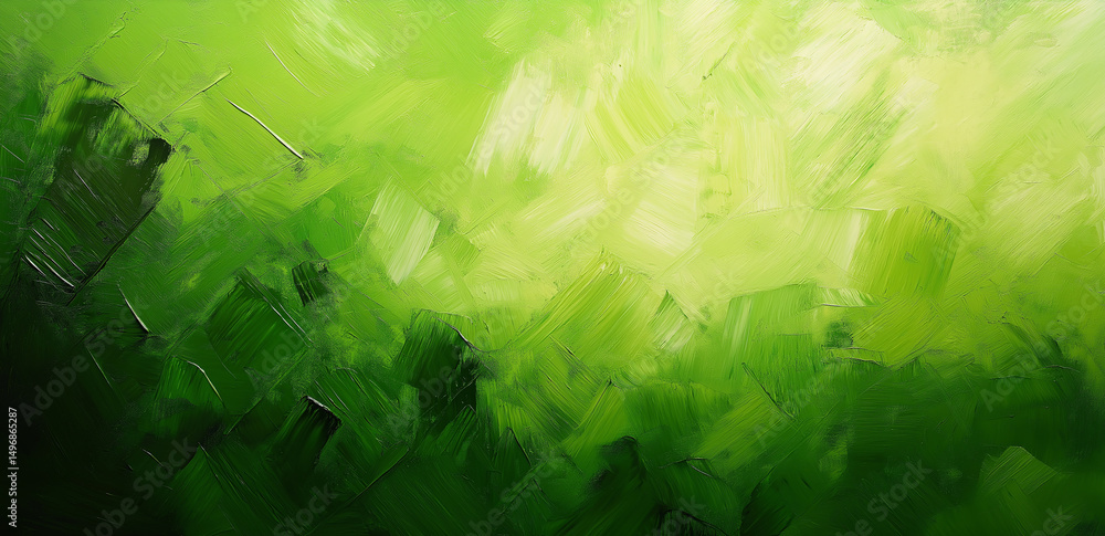 Poster a green abstract canvas with colorful brushstrokes interwoven, creating a vibrant and dynamic artist