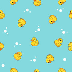 cute rubber duck bath seamless pattern
