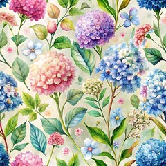 Flower pattern with blue and pink flowers