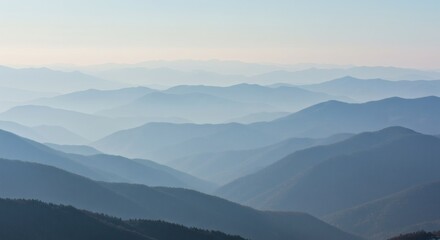 Fototapeta premium Misty Mountain Layers Appalachian Dreamscape in Blues and Hues.