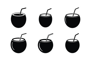 cute coconut drink with face vector