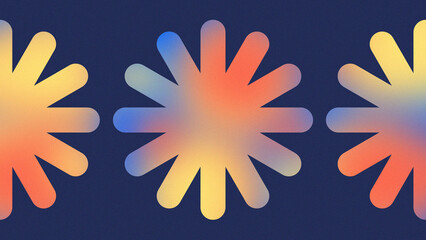 The minimalistic star shape backdrop with colorful gradient and grainy effect. Abstract trendy design card with copyspace area for captions.