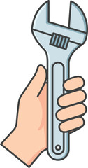 스패너를 잡고 있는 손의 모습