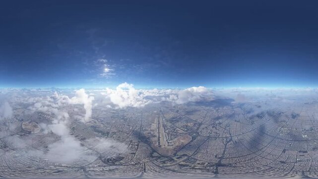 a 360-180 panorama of flying over the city of Tehran Iran, Mehrabad airport. perfect for CG VFX projects.. if you needed its 16k shot! let me know