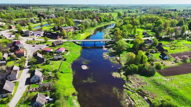 Road Bridge Across Nemunelis River Connecting Skaistkalne, Latvia And Germaniskis, Lithuania