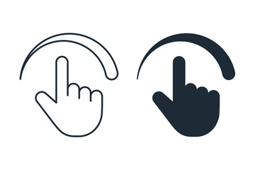 Hand swipe. Turn the page. Scroll.Vector linear icon illustration isolated on white background.